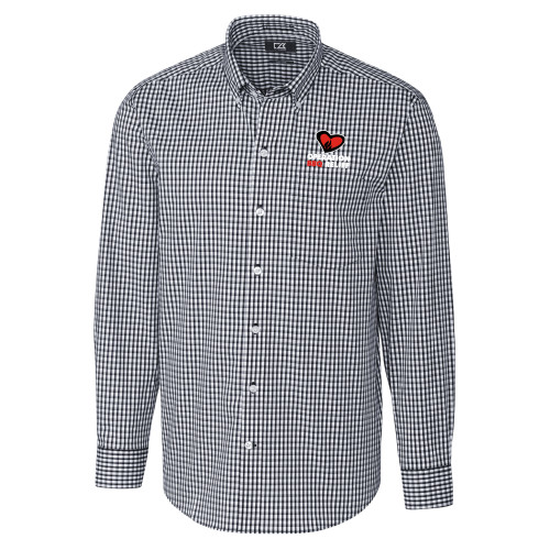  Cutter & Buck Charcoal Gingham Long Sleeve Button Down - OBR Vertical Primary Mark