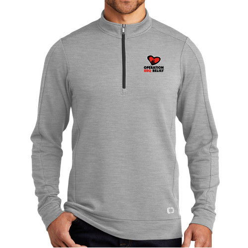  OGIO Grey Heather Luuma 1/2 Zip Fleece - OBR Vertical Primary Mark