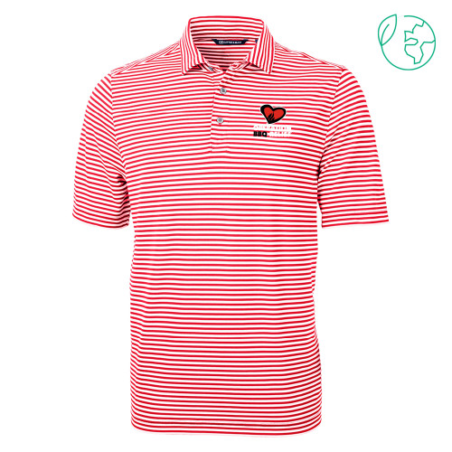 C&B Red Virtue Eco Pique Stripe Polo - OBR Vertical Primary Mark