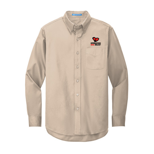  Khaki Twill Button Down Long Sleeve - OBR Vertical Primary Mark