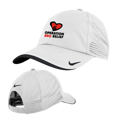  Nike White Dri Fit Perforated Hat - OBR Vertical Primary Mark