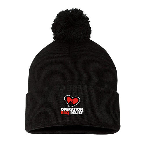  Sportsman Black Pom Pom Cuffed Beanie - OBR Vertical Primary Mark