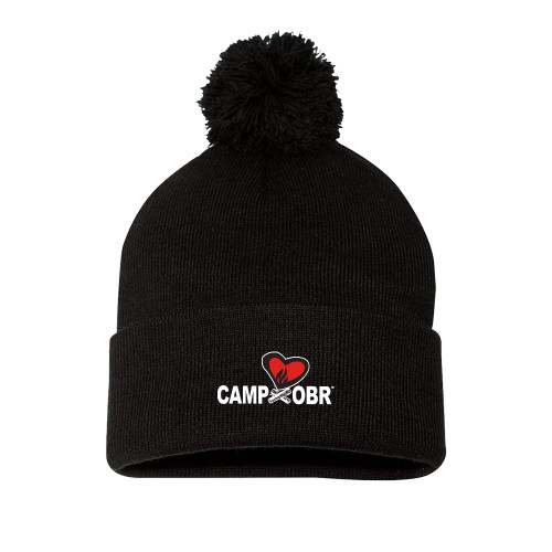  Sportsman Black Pom Pom Cuffed Beanie - Camp OBR