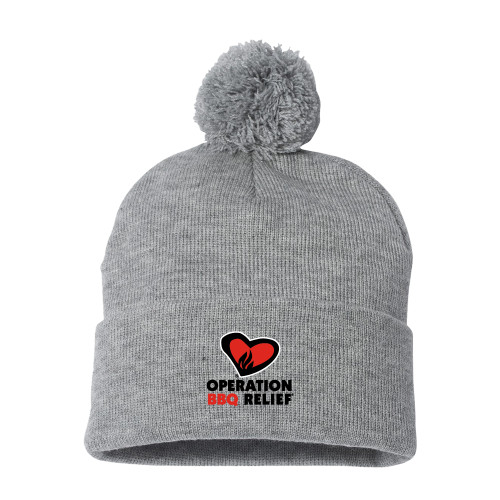  Sportsman Heather Grey Pom Pom Cuffed Beanie - OBR Vertical Primary Mark