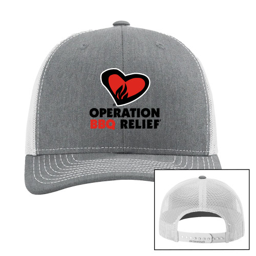  Richardson Heather Grey/Light Grey Trucker Hat - OBR Vertical Primary Mark
