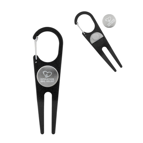  Black Aluminum Divot Tool/Ball Marker - OBR Vertical Primary MarkEngraved