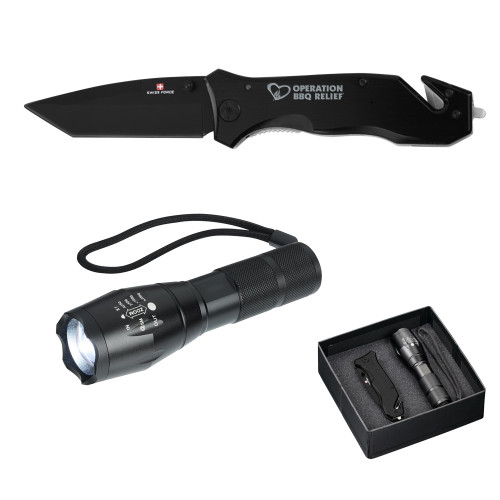  Swiss Force Knife/Flashlight Set - OBR Horizontal Secondary MarkEngraved