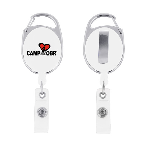  White Oval Retractable Badge Holder w/Clip - Camp OBR