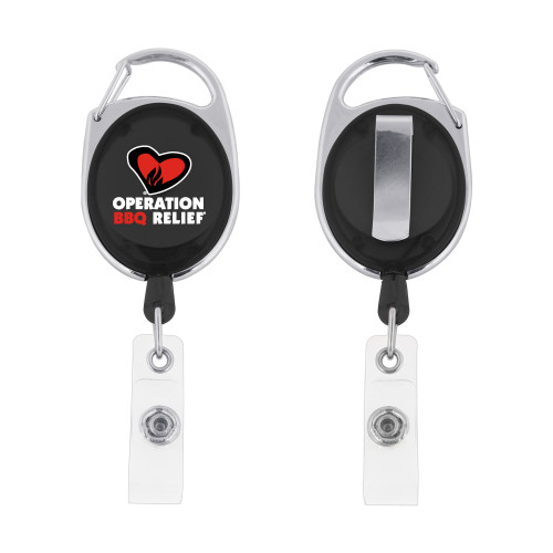  Black Oval Retractable Badge Holder w/Clip - OBR Vertical Primary Mark