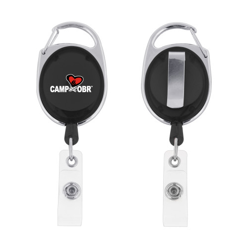  Black Oval Retractable Badge Holder w/Clip - Camp OBR