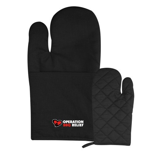  Quilted Canvas Black Oven Mitt - OBR Horizontal Secondary Mark