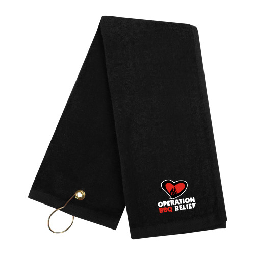  Black Golf Towel - OBR Vertical Primary Mark