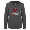 Thumbnail image for  ENZA Womens Dark Heather V Notch Raw Edge Fleece Hoodie