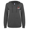 Thumbnail image for  ENZA Womens Dark Heather V Notch Raw Edge Fleece Hoodie