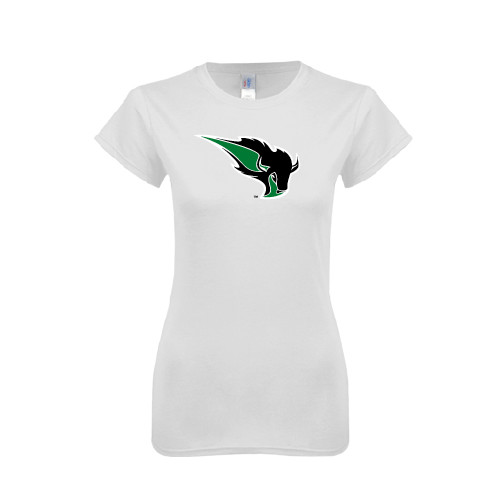  Next Level Womens White Boyfriend Tee - Power Bison