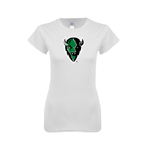  Next Level Womens White Boyfriend Tee - Charging Bison