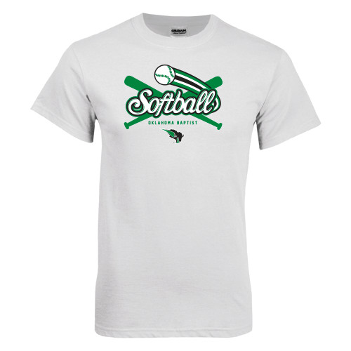  White T Shirt - Softball Crossed Bats