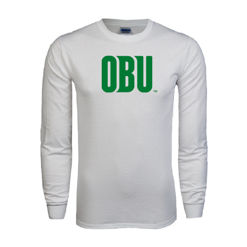  White Long Sleeve T Shirt - OBU Wordmark