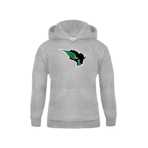  Youth Grey Fleece Hood - Power Bison