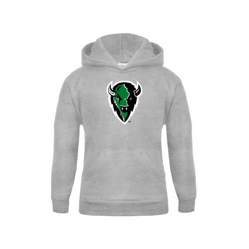 Youth Grey Fleece Hood - Charging Bison