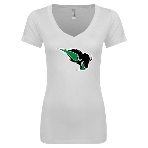  Next Level Womens White Ideal V Tee - Power Bison