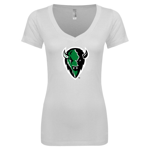  Next Level Womens White Ideal V Tee - Charging Bison
