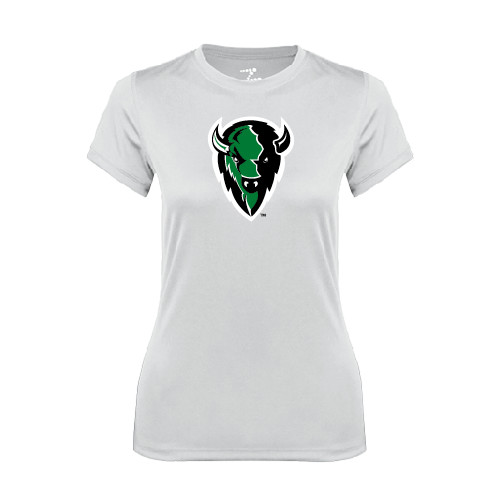  Womens White Performance Tee - Charging Bison