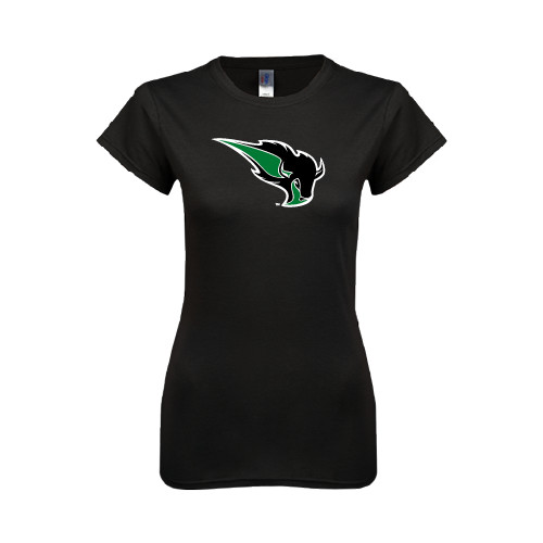  Next Level Womens Black Boyfriend Tee - Power Bison