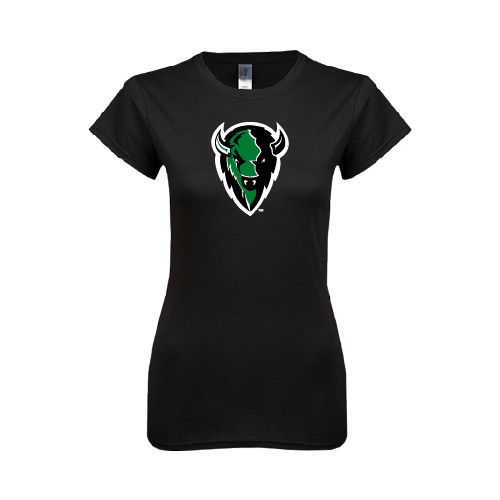  Next Level Womens Black Boyfriend Tee - Charging Bison