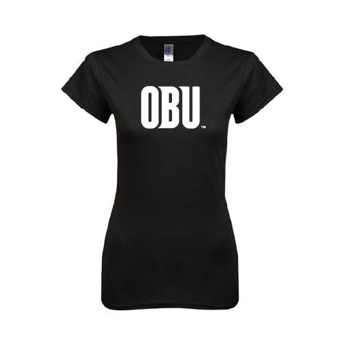  Next Level Womens Black Boyfriend Tee - OBU Wordmark