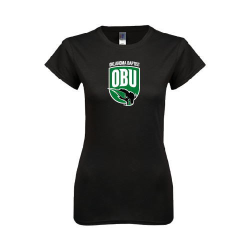  Next Level Womens Black Boyfriend Tee - Shield Logo