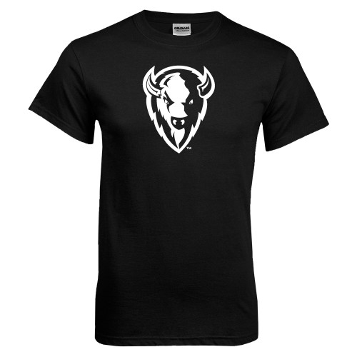  Black T Shirt - Charging Bison White