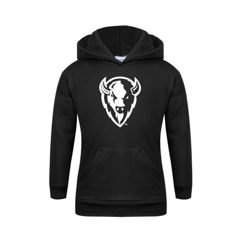  Youth Black Fleece Hoodie - Charging Bison White