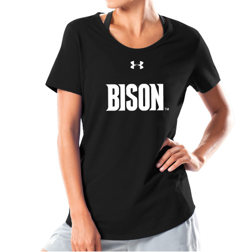  Under Armour Womens Black Charged Cotton Tee - Bison