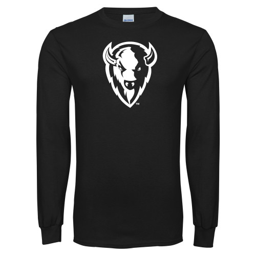  Black Long Sleeve T Shirt - Charging Bison White