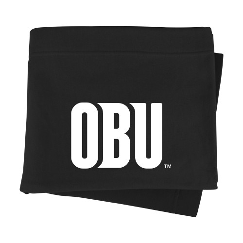  Black Sweatshirt Blanket - OBU Wordmark