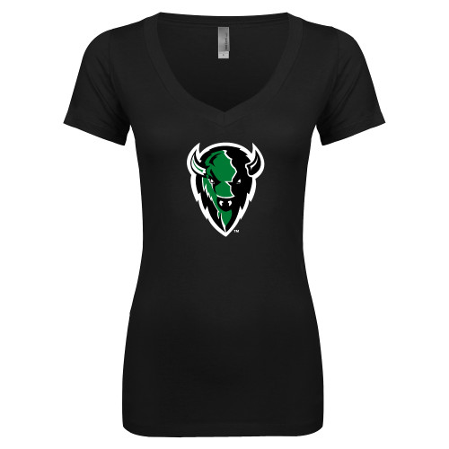  Next Level Womens Black Ideal V Tee - Charging Bison