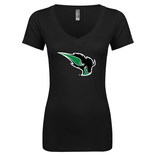  Next Level Womens Black Ideal V Tee - Power Bison
