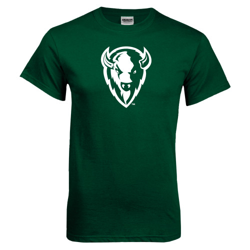  Dark Green T Shirt - Charging Bison White