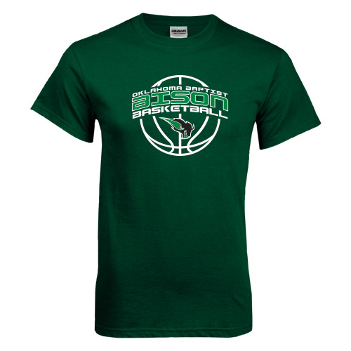  Dark Green T Shirt - Bison Basketball w/ Ball