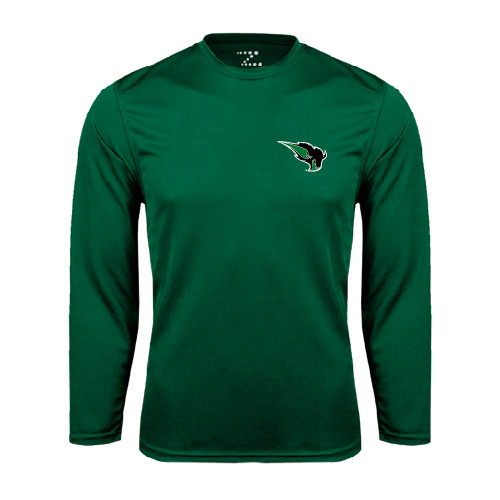  Dark Green Performance Long Sleeve Shirt - Power Bison