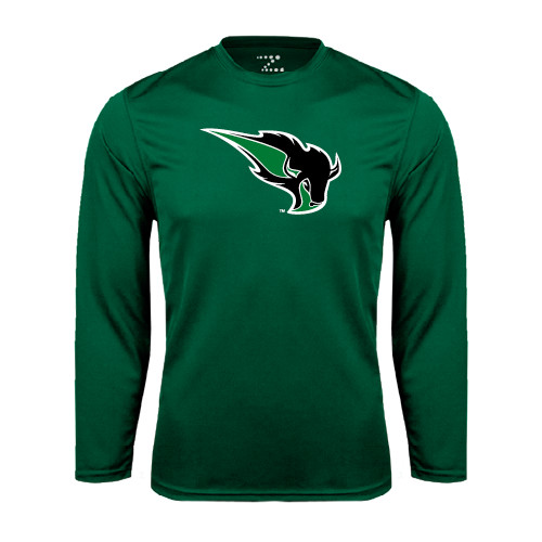 Dark Green Performance Long Sleeve Shirt - Power Bison
