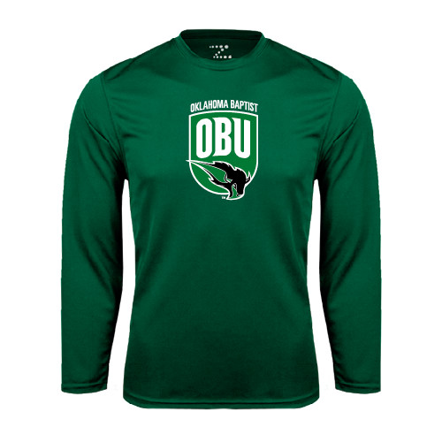  Dark Green Performance Long Sleeve Shirt - Shield Logo
