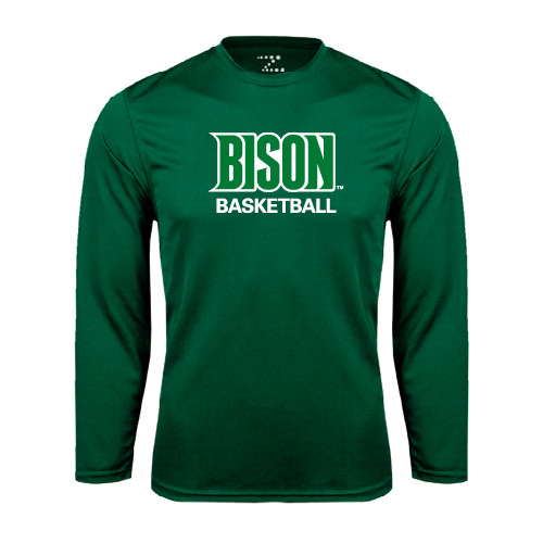  Dark Green Performance Long Sleeve Shirt - Basketball