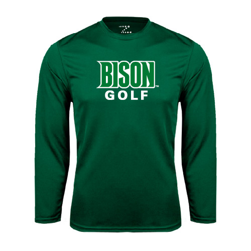  Dark Green Performance Long Sleeve Shirt - Golf