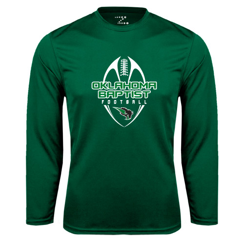  Dark Green Performance Long Sleeve Shirt - Oklahoma Football Vertical