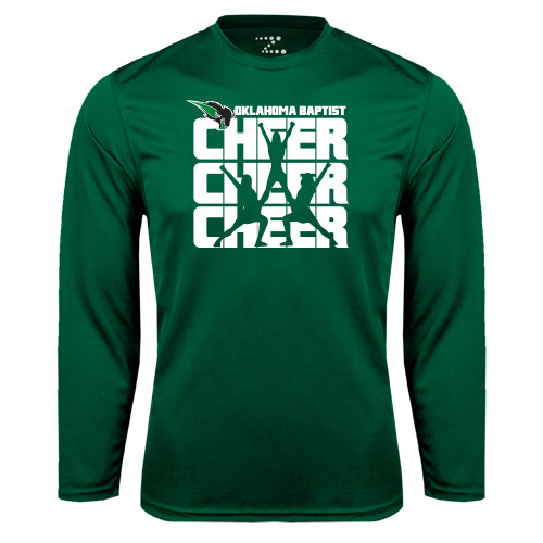  Dark Green Performance Long Sleeve Shirt - Cheer Stacked