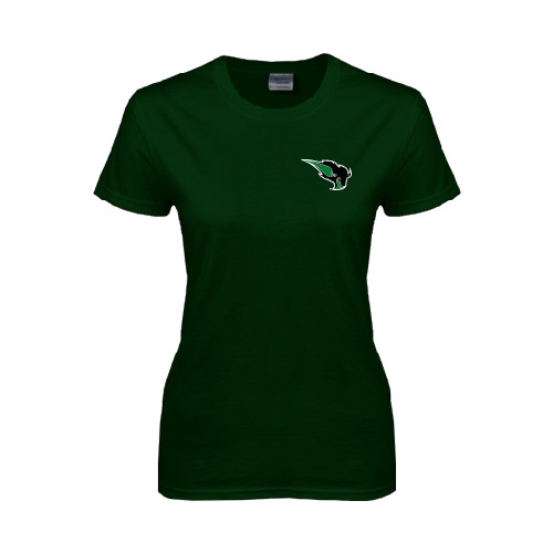  Womens Dark Green Short Sleeve Tee - Power Bison