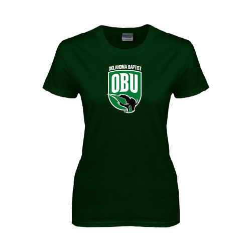  Womens Dark Green Short Sleeve Tee - Shield Logo