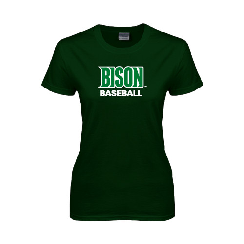  Womens Dark Green Short Sleeve Tee - Baseball